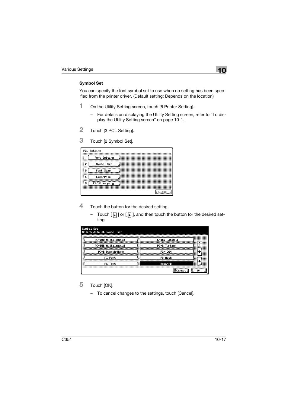 Symbol set, Symbol set -17 | Konica Minolta BIZHUB C351 User Manual | Page 250 / 380