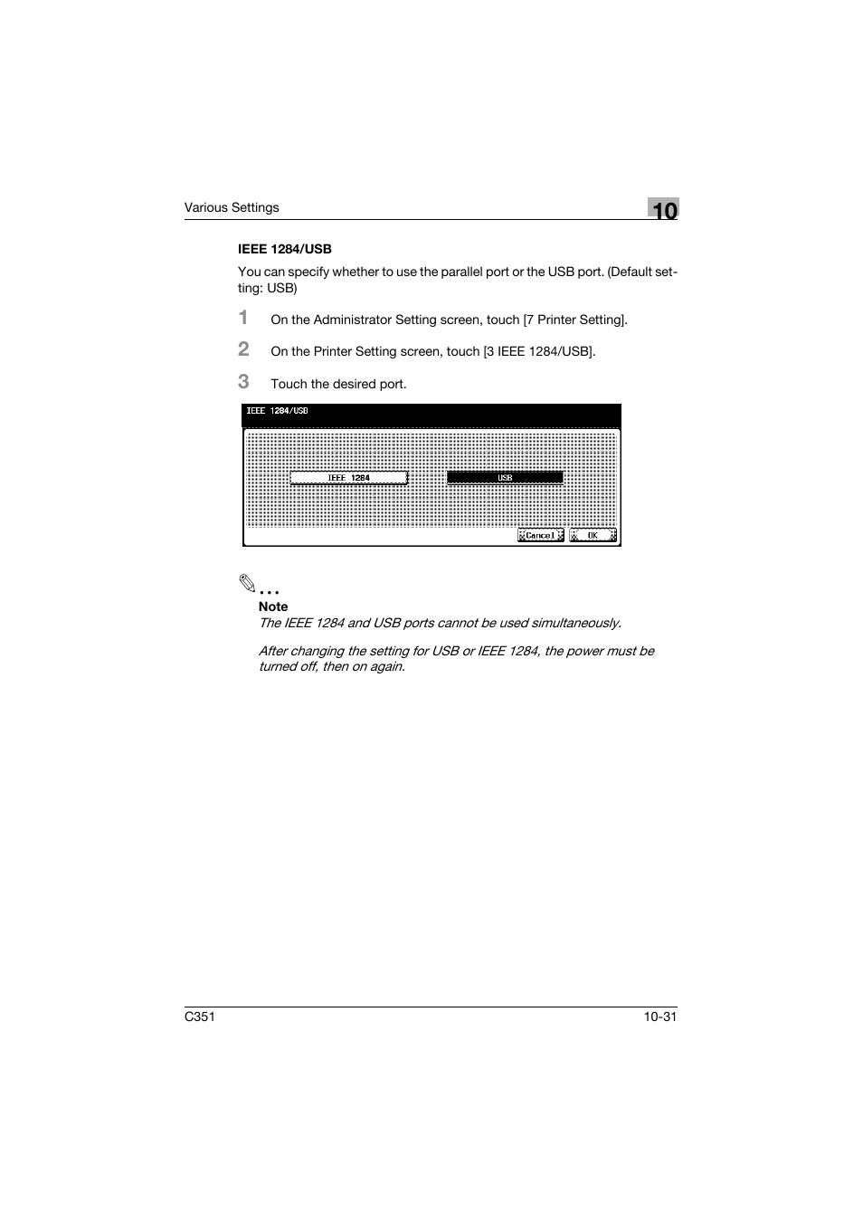 Ieee 1284/usb, Ieee 1284/usb -31 | Konica Minolta BIZHUB C351 User Manual | Page 264 / 380