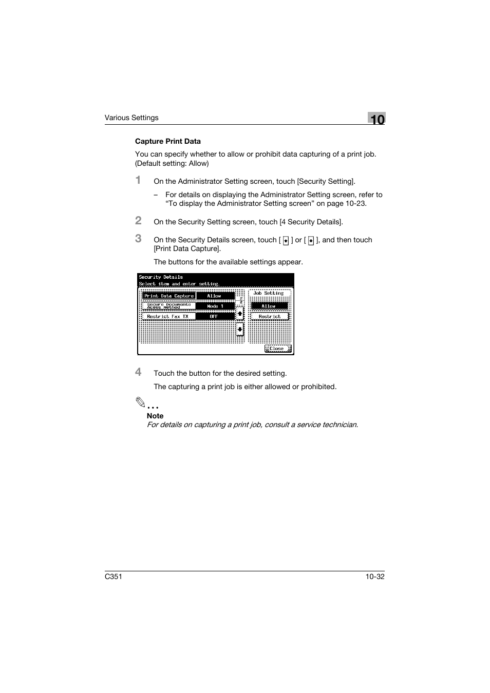 Capture print data, Capture print data -32 | Konica Minolta BIZHUB C351 User Manual | Page 265 / 380