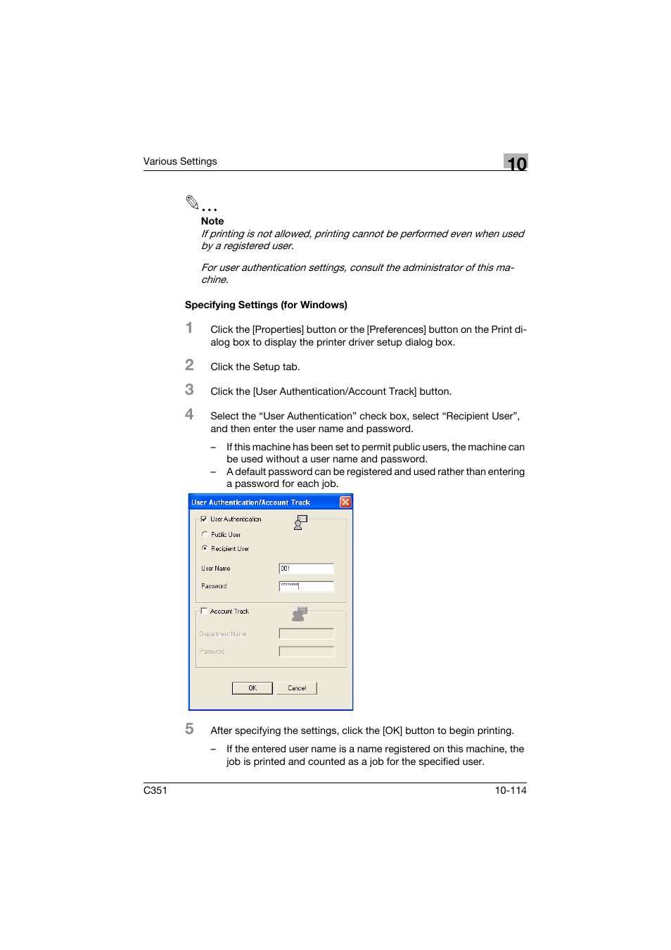 Specifying settings (for windows), Specifying settings (for windows) -114 | Konica Minolta BIZHUB C351 User Manual | Page 347 / 380