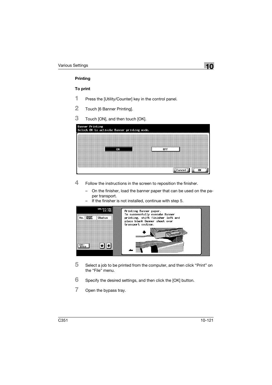 Printing, To print, Printing -121 to print -121 | Konica Minolta BIZHUB C351 User Manual | Page 354 / 380