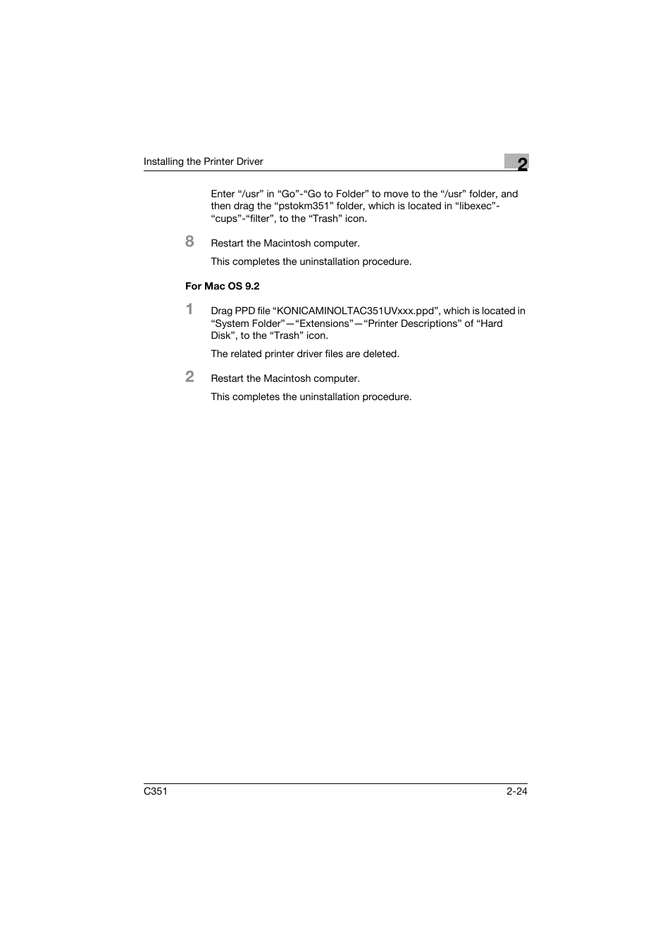 For mac os 9.2, For mac os 9.2 -24 | Konica Minolta BIZHUB C351 User Manual | Page 55 / 380