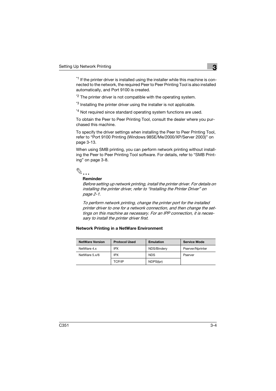 Network printing in a netware environment, Network printing in a netware environment -4 | Konica Minolta BIZHUB C351 User Manual | Page 59 / 380
