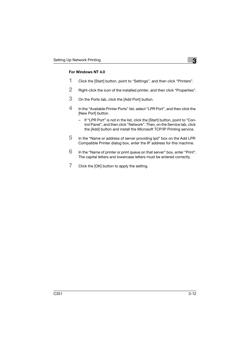 For windows nt 4.0, For windows nt 4.0 -12 | Konica Minolta BIZHUB C351 User Manual | Page 67 / 380