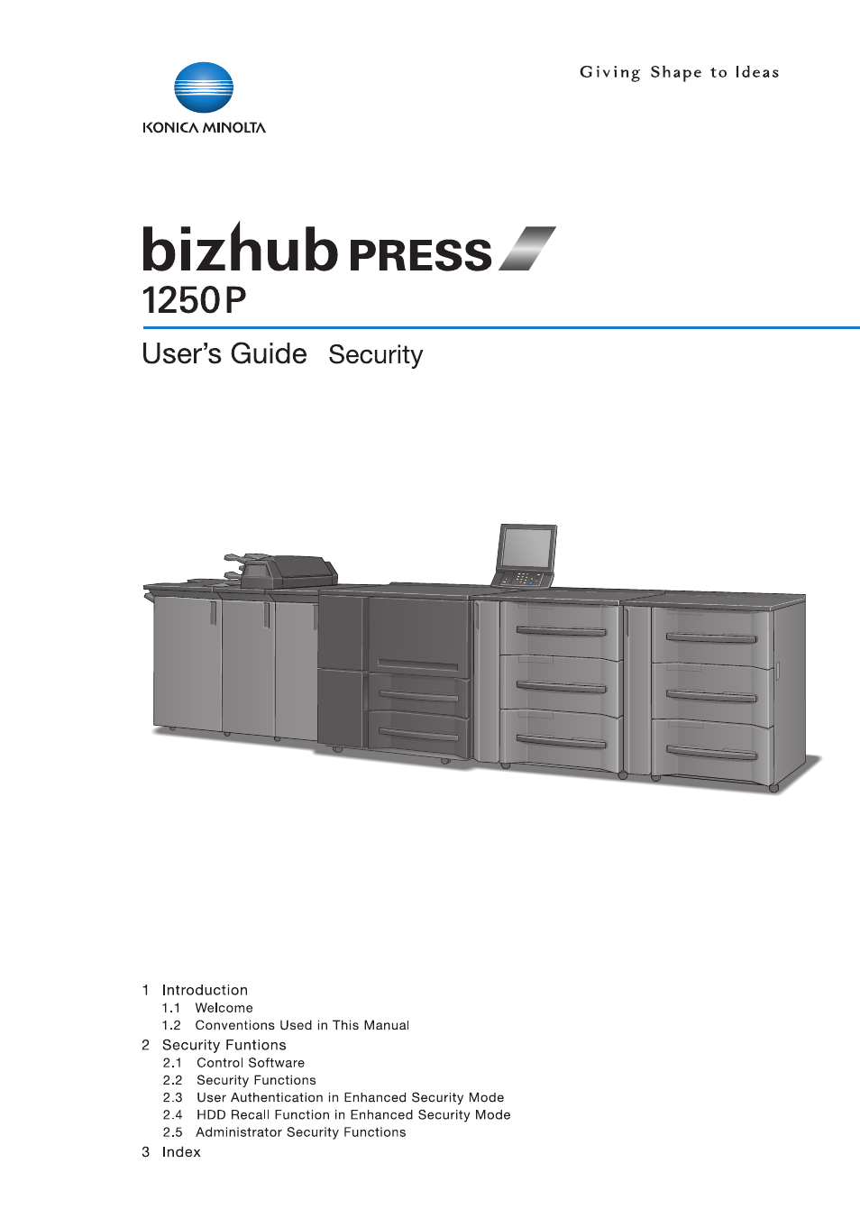Konica Minolta bizhub PRESS 1250P User Manual | 68 pages