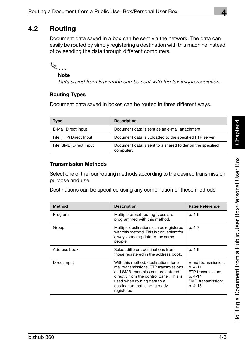 2 routing, Routing -3, Routing types -3 transmission methods -3 | Konica Minolta bizhub 360 User Manual | Page 102 / 218