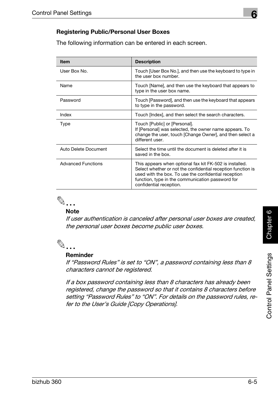 Registering public/personal user boxes -5 | Konica Minolta bizhub 360 User Manual | Page 152 / 218