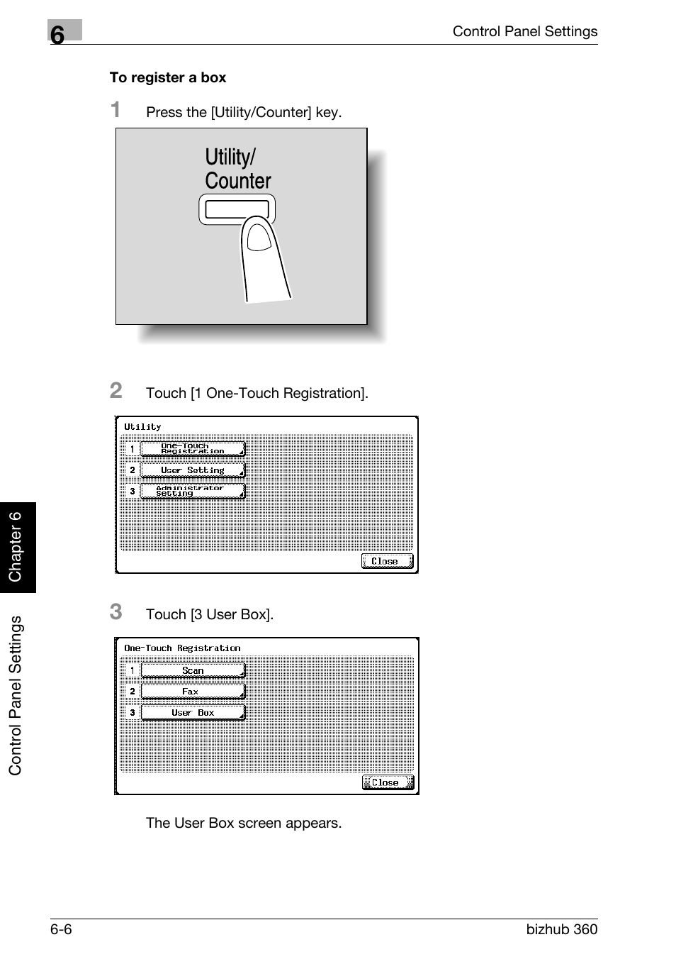 To register a box -6, Utility/ counter | Konica Minolta bizhub 360 User Manual | Page 153 / 218