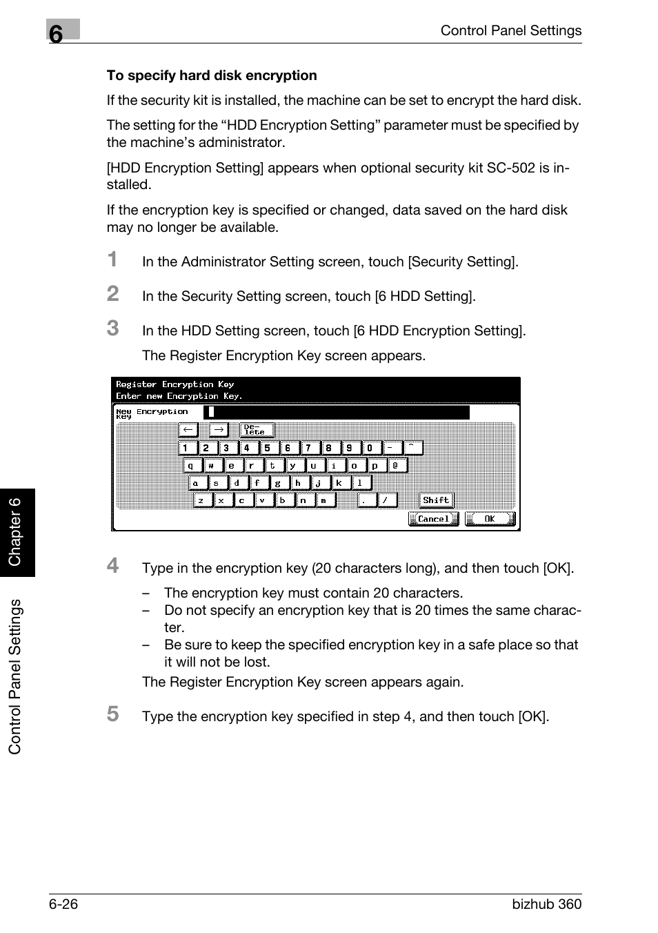 To specify hard disk encryption -26 | Konica Minolta bizhub 360 User Manual | Page 173 / 218