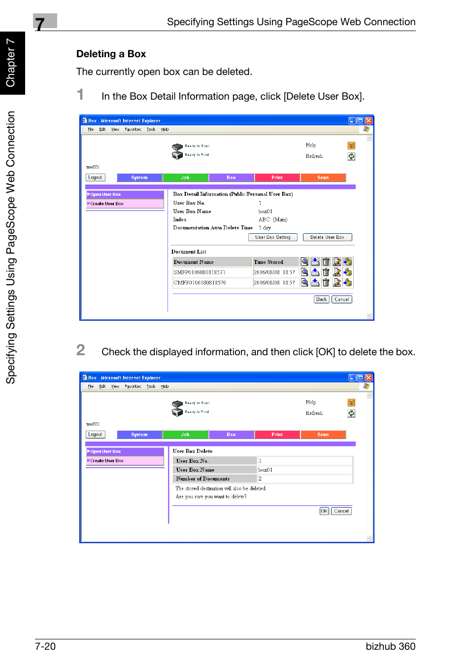 Deleting a box -20 | Konica Minolta bizhub 360 User Manual | Page 195 / 218