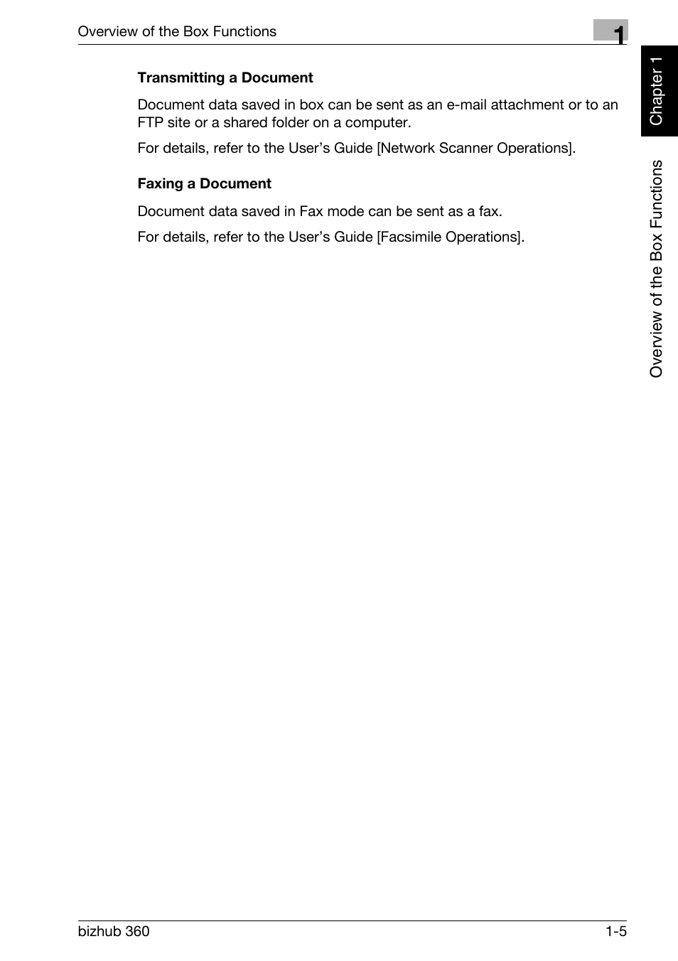 Transmitting a document -5 faxing a document -5 | Konica Minolta bizhub 360 User Manual | Page 22 / 218