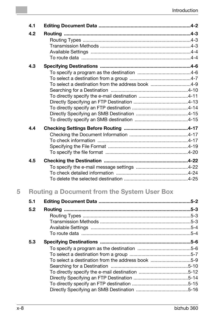 5routing a document from the system user box | Konica Minolta bizhub 360 User Manual | Page 9 / 218