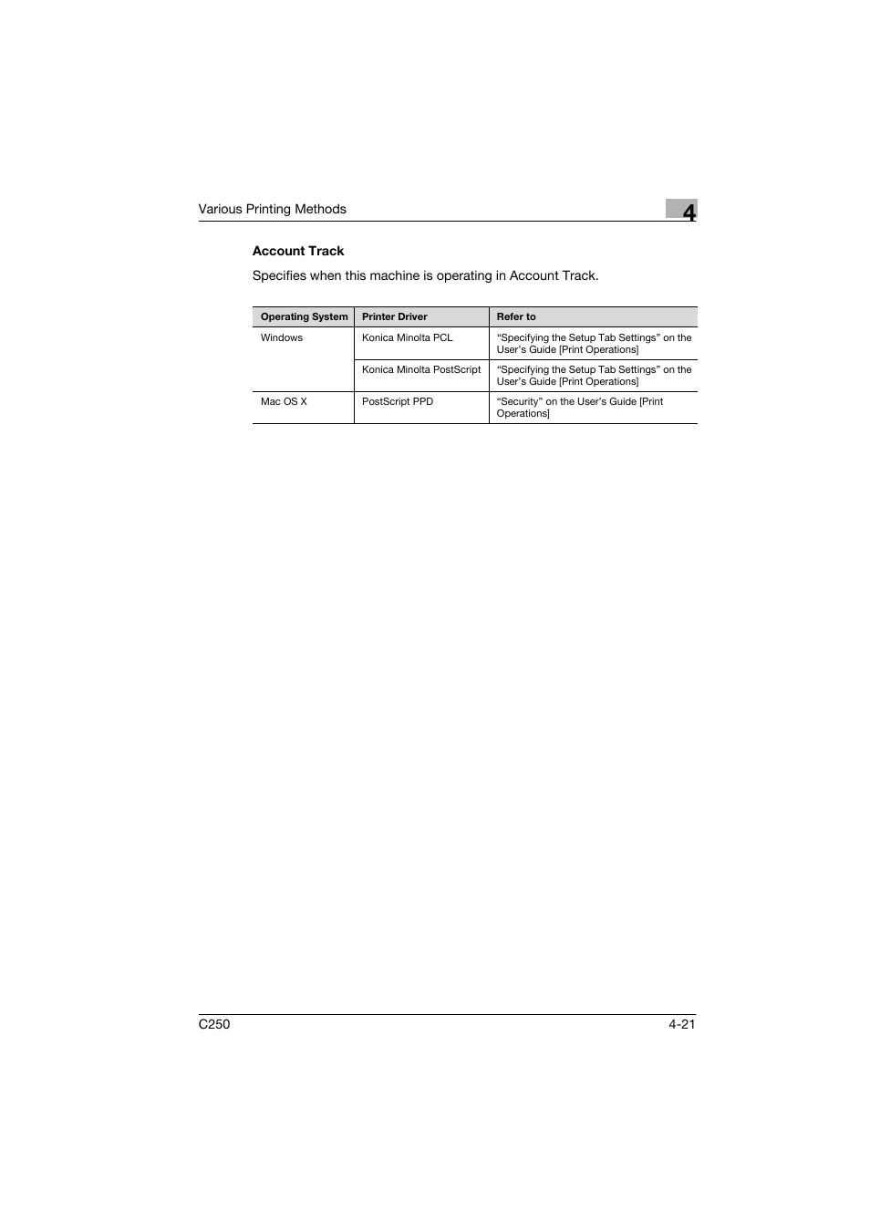 Account track, Account track -21 | Konica Minolta bizhub C250 User Manual | Page 74 / 96