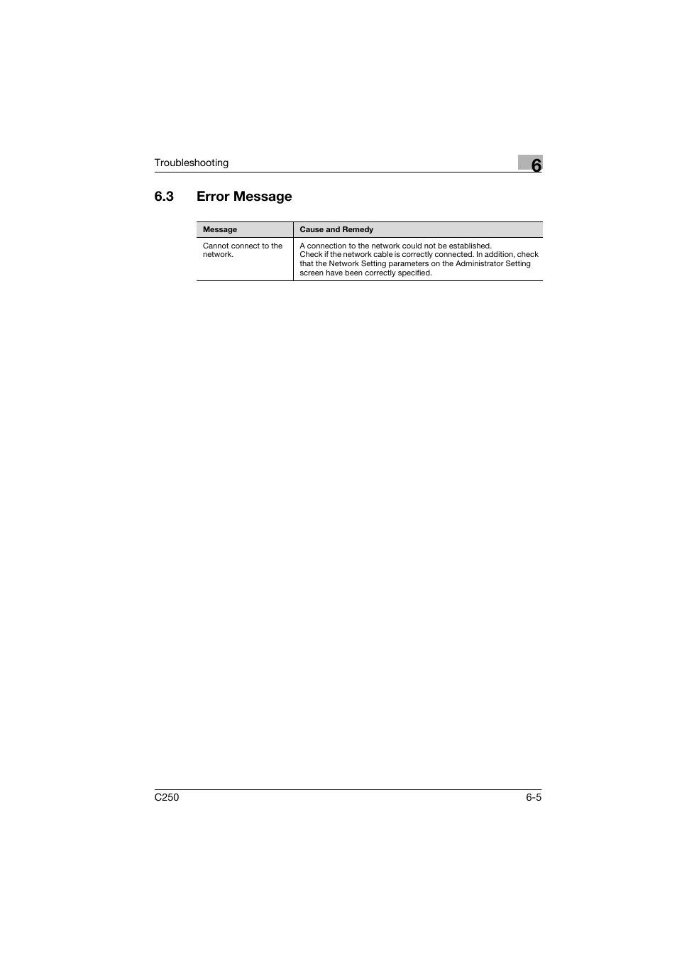3 error message, Error message -5 | Konica Minolta bizhub C250 User Manual | Page 88 / 96