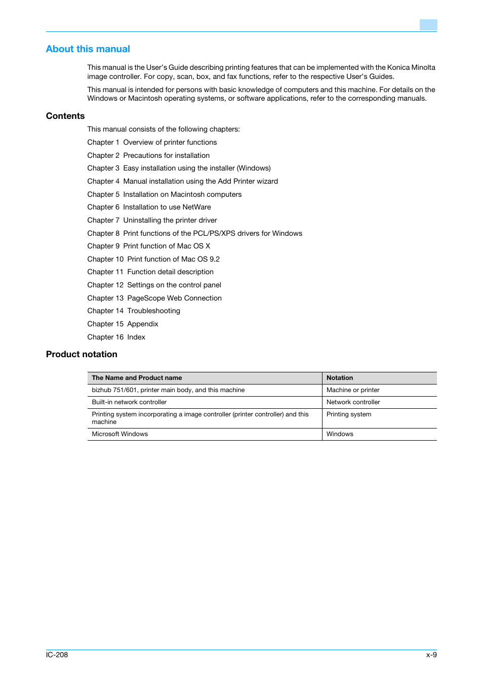 Konica Minolta bizhub 601 User Manual | Page 10 / 273