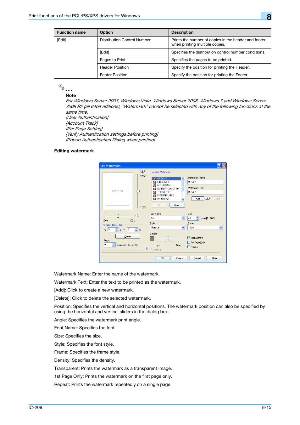 Editing watermark, Editing watermark -15, Editing watermark" on | Konica Minolta bizhub 601 User Manual | Page 105 / 273
