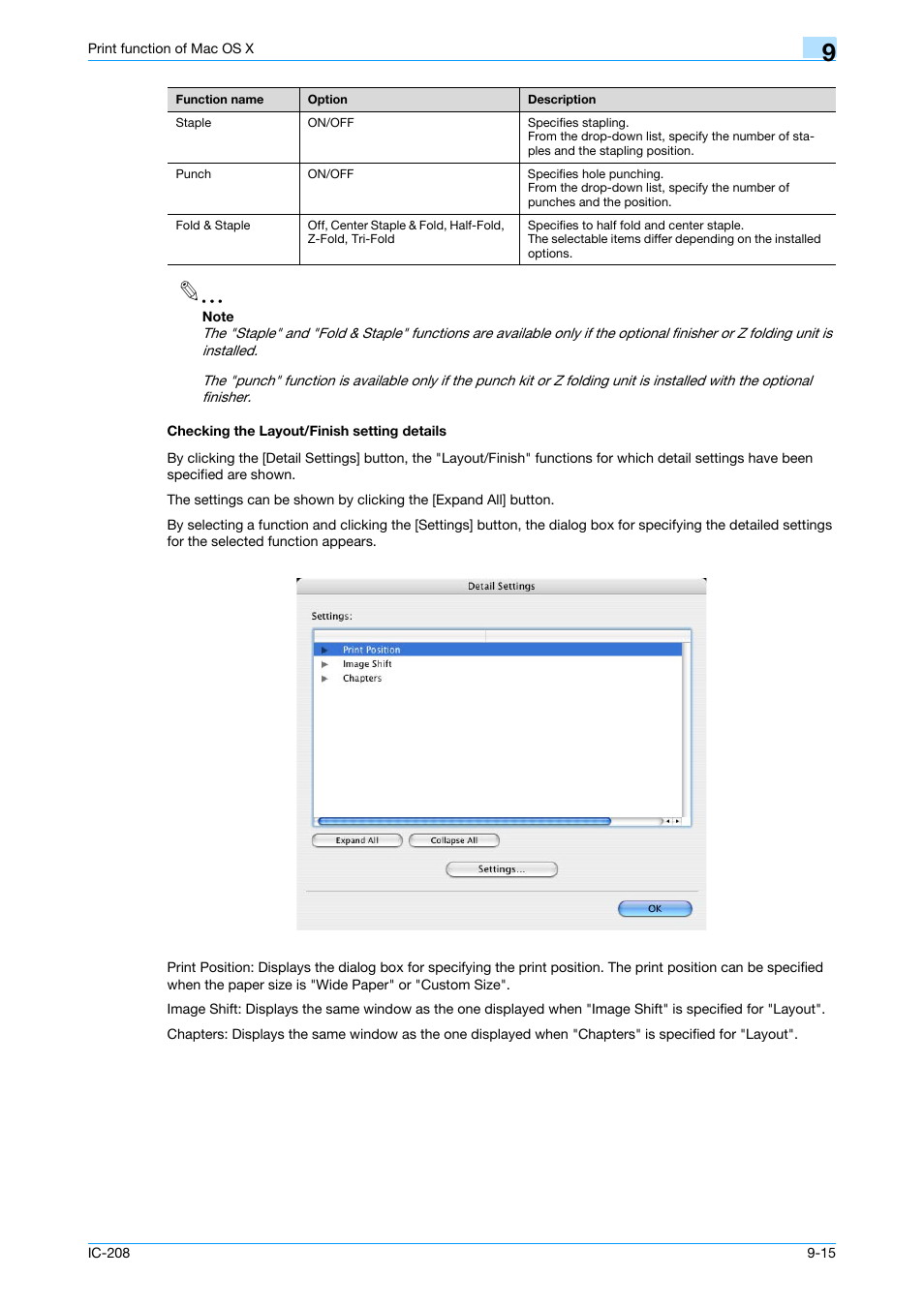 Checking the layout/finish setting details, Checking the layout/finish setting details -15 | Konica Minolta bizhub 601 User Manual | Page 124 / 273