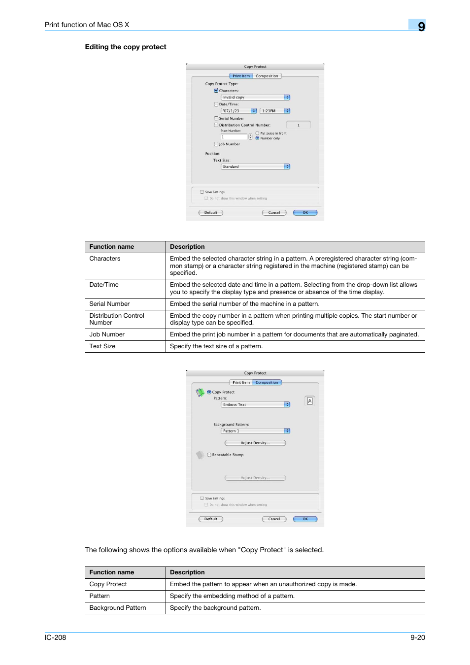 Editing the copy protect, Editing the copy protect -20, Editing the copy protect" on | Konica Minolta bizhub 601 User Manual | Page 129 / 273