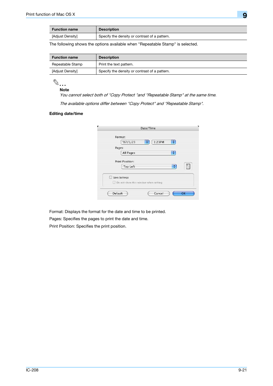 Editing date/time, Editing date/time -21, Editing date/time" on | Konica Minolta bizhub 601 User Manual | Page 130 / 273