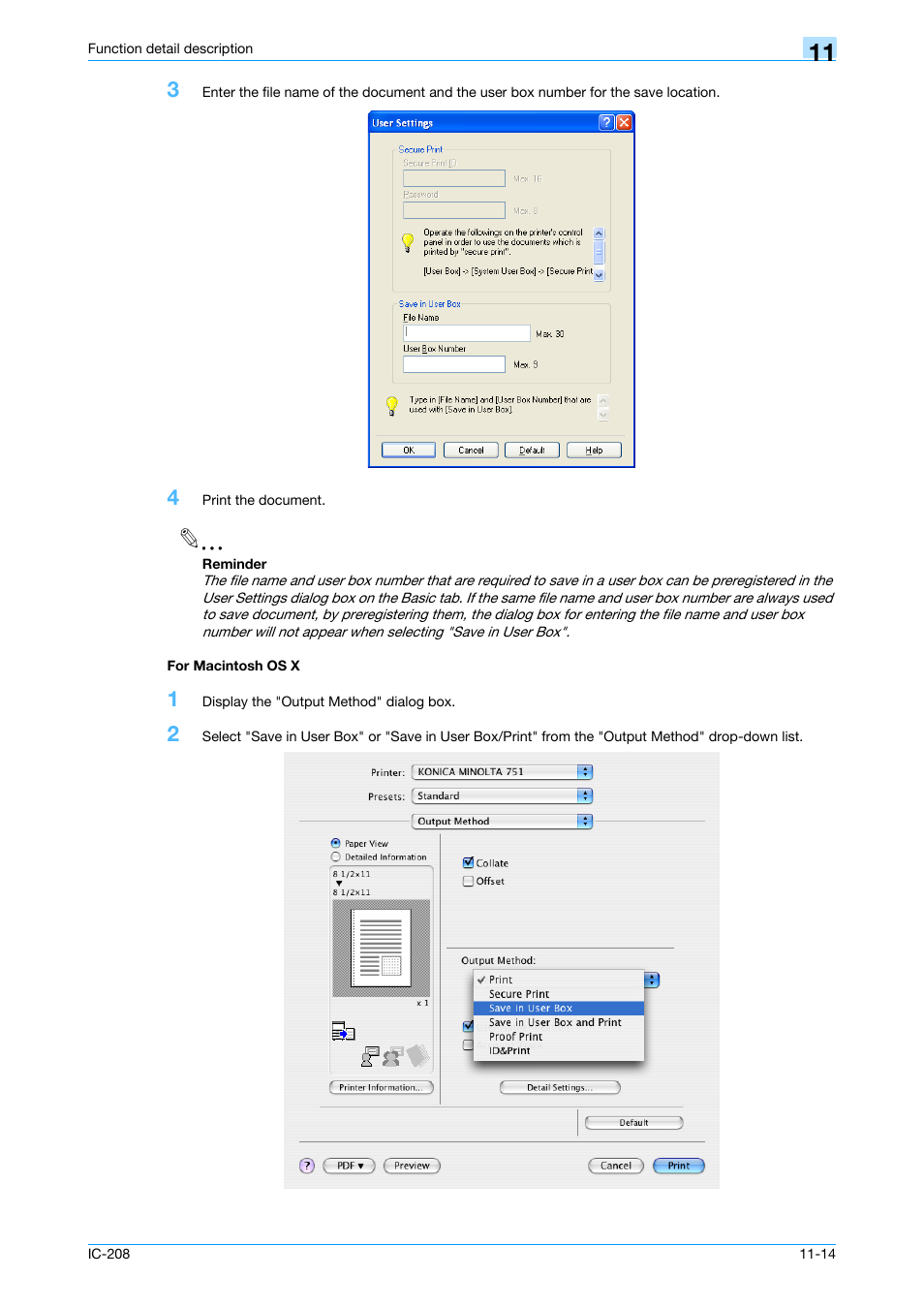 For macintosh os x, For macintosh os x -14 | Konica Minolta bizhub 601 User Manual | Page 154 / 273