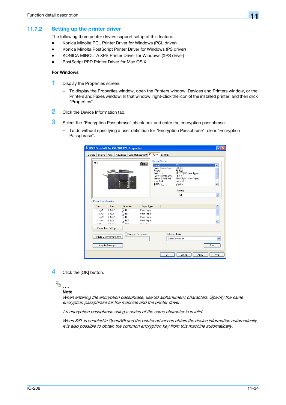 2 setting up the printer driver, For windows, Setting up the printer driver -34 for windows -34 | Konica Minolta bizhub 601 User Manual | Page 174 / 273