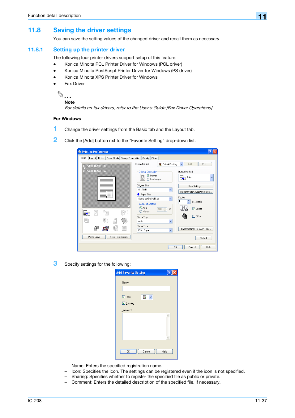 8 saving the driver settings, 1 setting up the printer driver, For windows | Saving the driver settings -37, Setting up the printer driver -37 for windows -37 | Konica Minolta bizhub 601 User Manual | Page 177 / 273