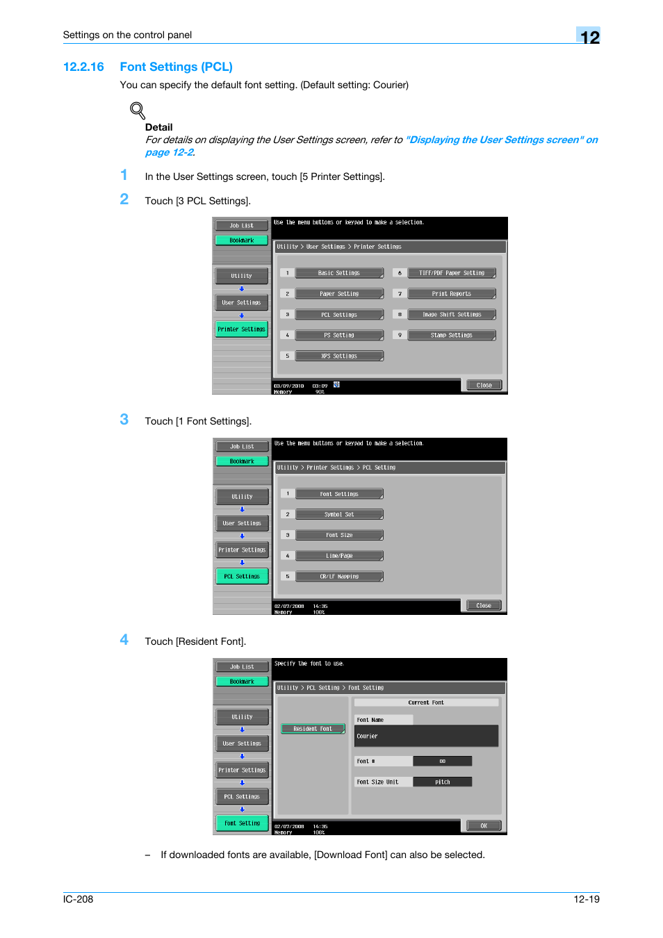 16 font settings (pcl), Font settings (pcl) -19 | Konica Minolta bizhub 601 User Manual | Page 198 / 273