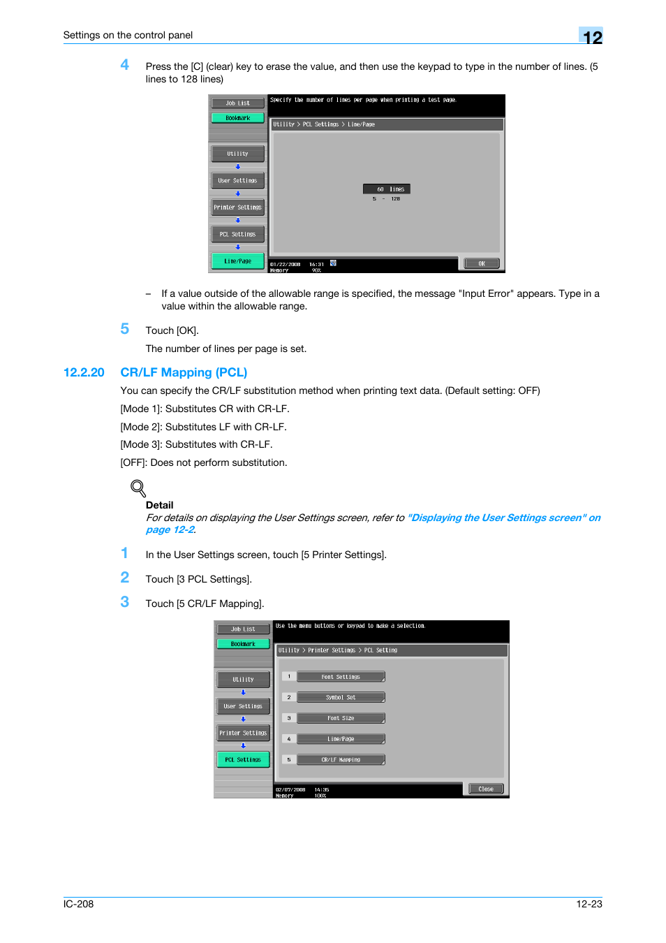 20 cr/lf mapping (pcl), Cr/lf mapping (pcl) -23 | Konica Minolta bizhub 601 User Manual | Page 202 / 273