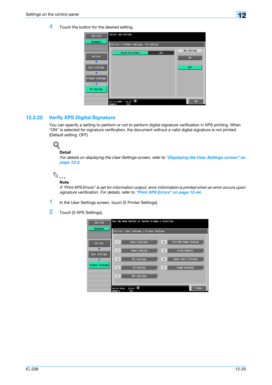 22 verify xps digital signature, Verify xps digital signature -25 | Konica Minolta bizhub 601 User Manual | Page 204 / 273