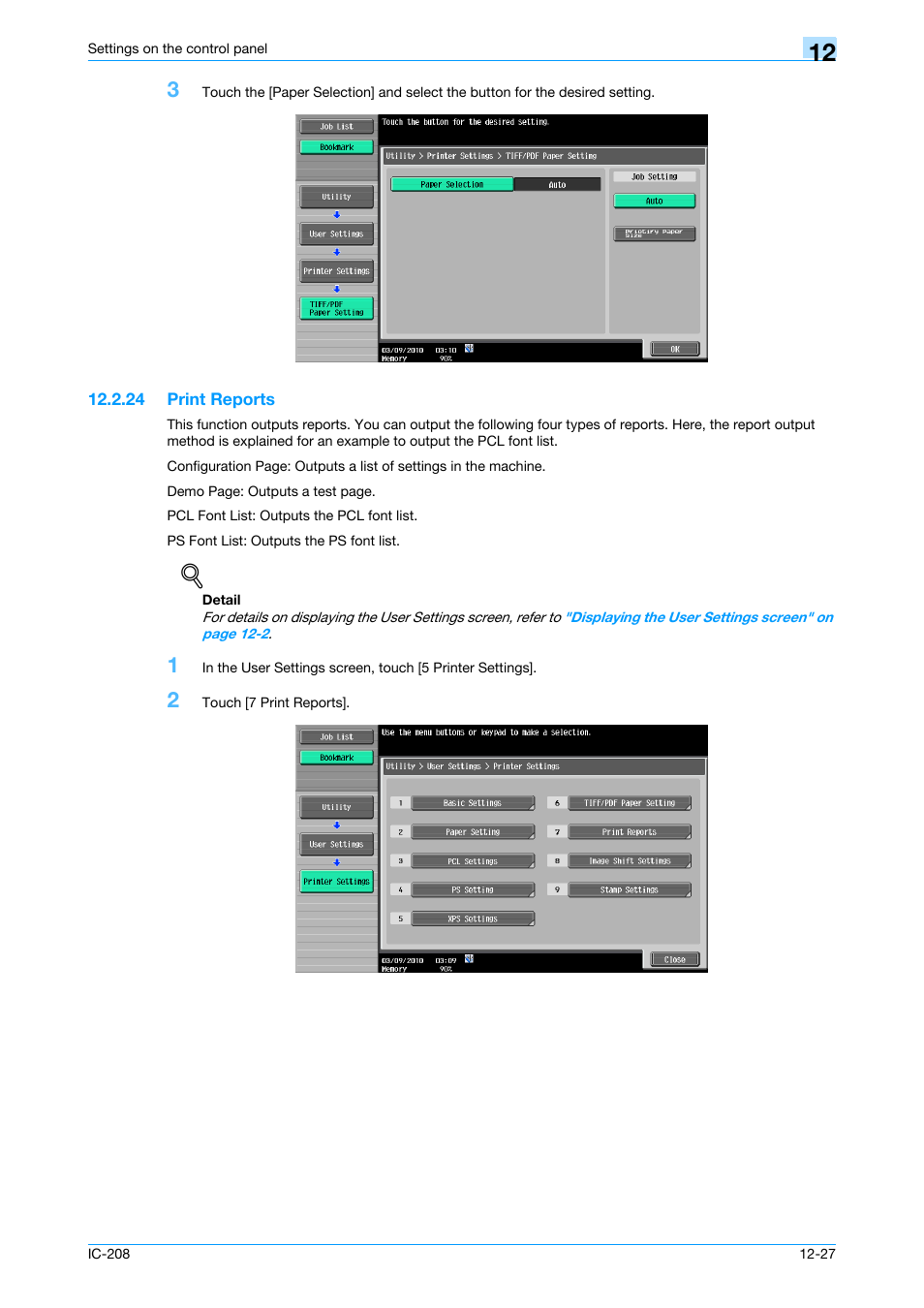 24 print reports, Print reports -27 | Konica Minolta bizhub 601 User Manual | Page 206 / 273