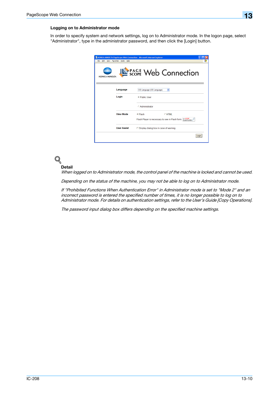 Logging on to administrator mode, Logging on to administrator mode -10 | Konica Minolta bizhub 601 User Manual | Page 237 / 273