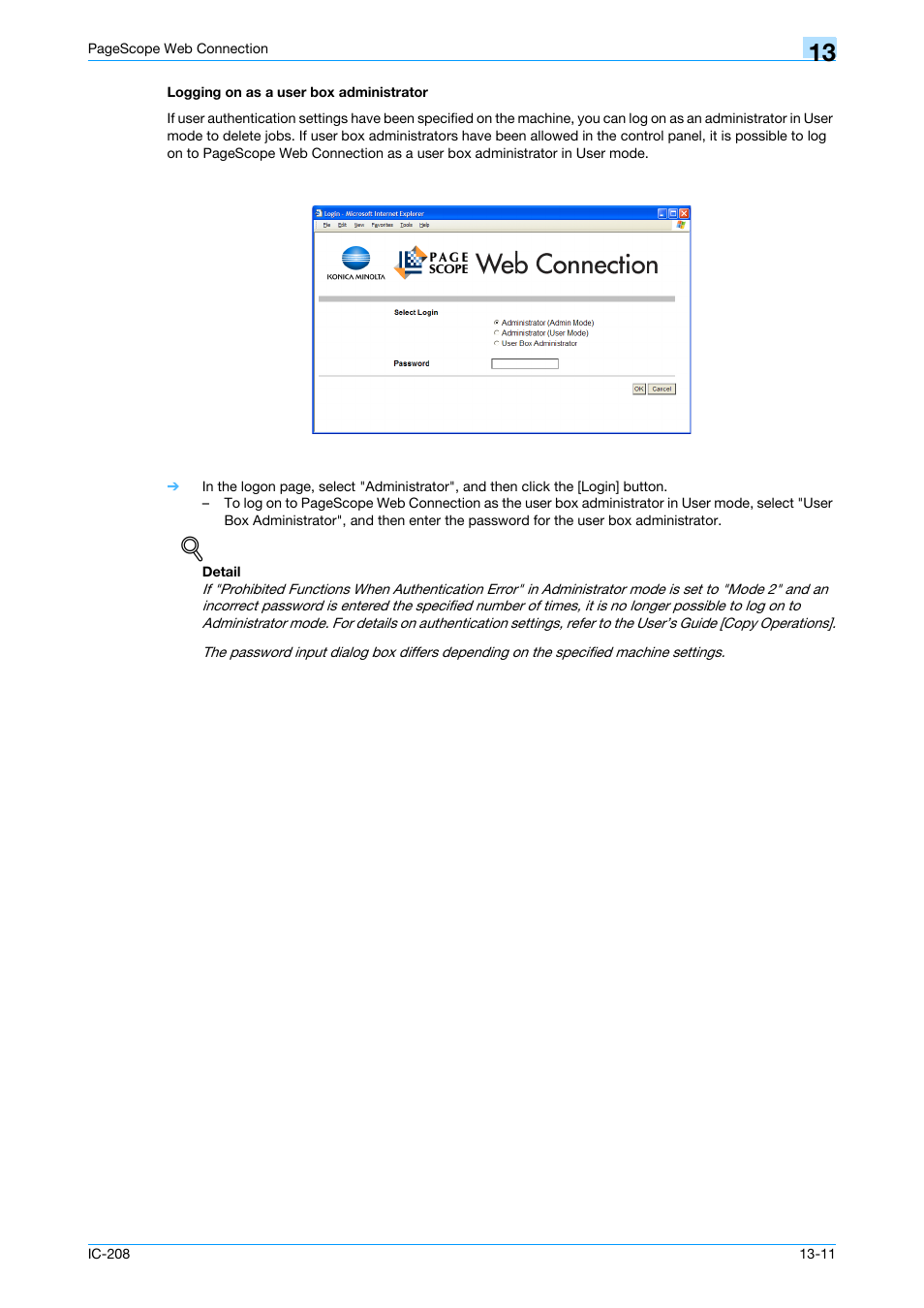 Logging on as a user box administrator, Logging on as a user box administrator -11 | Konica Minolta bizhub 601 User Manual | Page 238 / 273