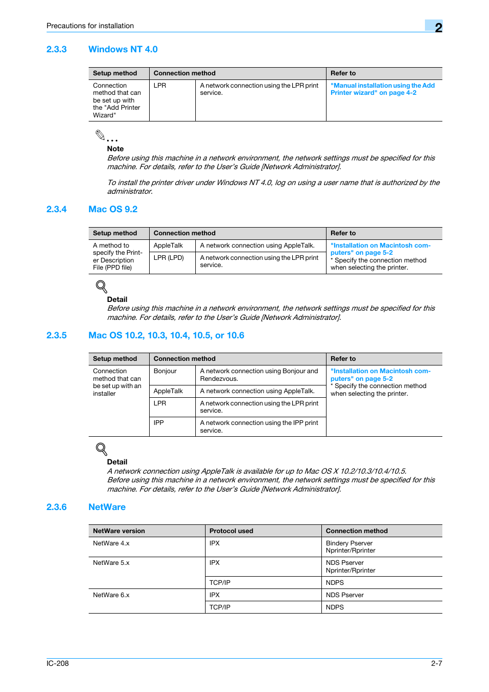 3 windows nt 4.0, 4 mac os 9.2, 5 mac os 10.2, 10.3, 10.4, 10.5, or 10.6 | 6 netware, Windows nt 4.0 -7, Mac os 9.2 -7, Mac os 10.2, 10.3, 10.4, 10.5, or 10.6 -7, Netware -7 | Konica Minolta bizhub 601 User Manual | Page 29 / 273