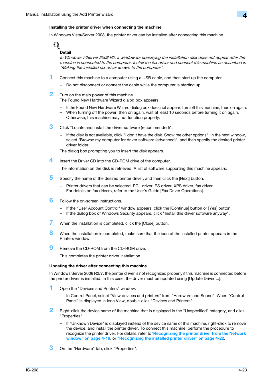 Updating the driver after connecting this machine | Konica Minolta bizhub 601 User Manual | Page 58 / 273