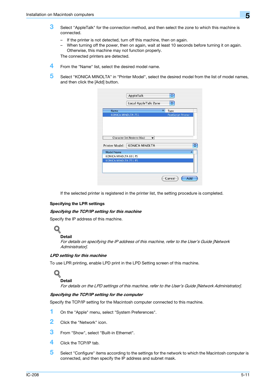 Specifying the lpr settings, Specifying the lpr settings -11 | Konica Minolta bizhub 601 User Manual | Page 78 / 273