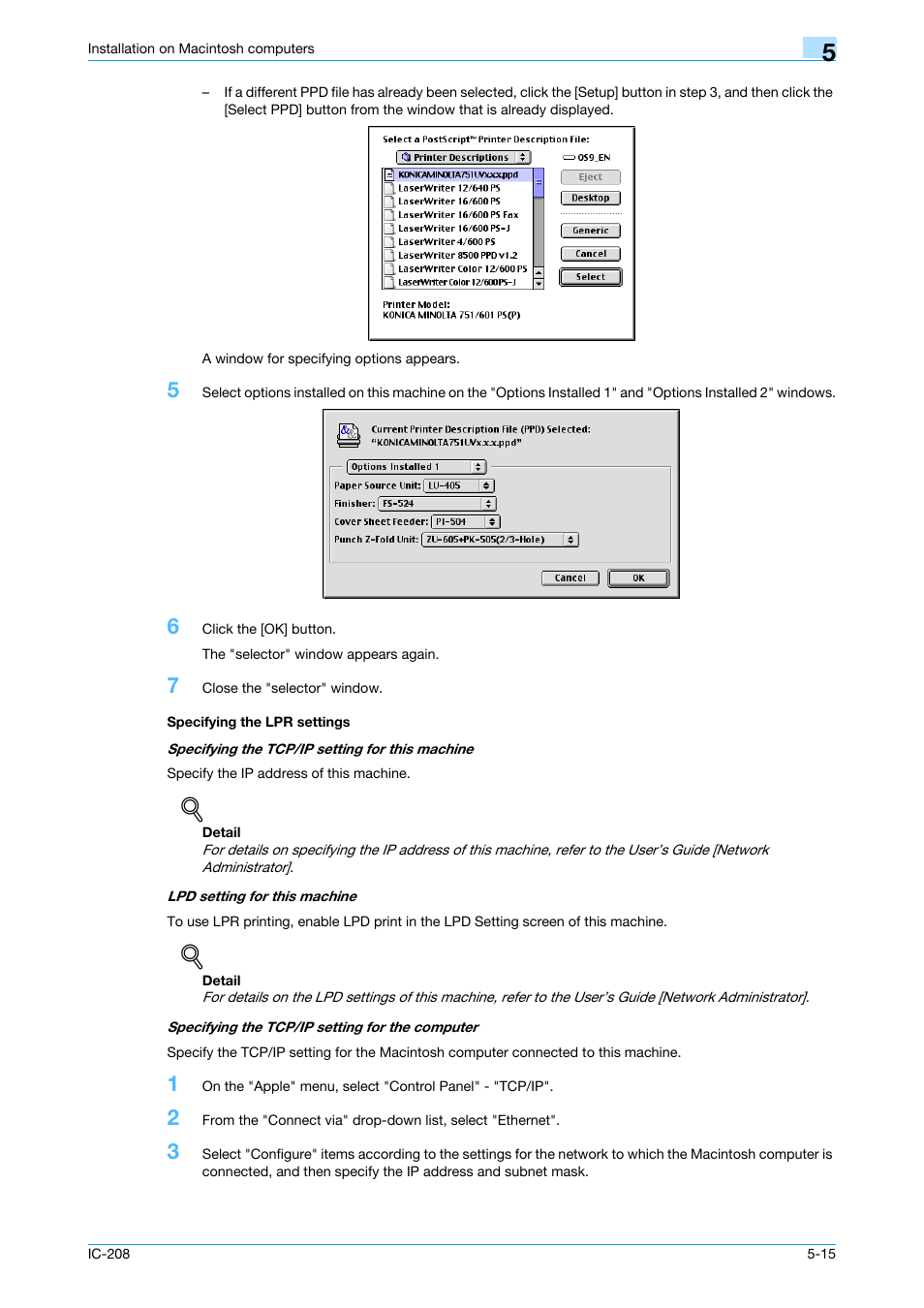 Specifying the lpr settings, Specifying the lpr settings -15 | Konica Minolta bizhub 601 User Manual | Page 82 / 273