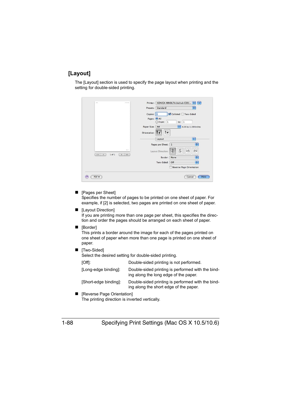 Layout, Layout] -88 | Konica Minolta bizhub C35 User Manual | Page 115 / 510