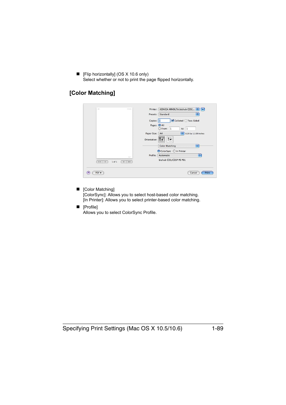 Color matching, Color matching] -89 | Konica Minolta bizhub C35 User Manual | Page 116 / 510