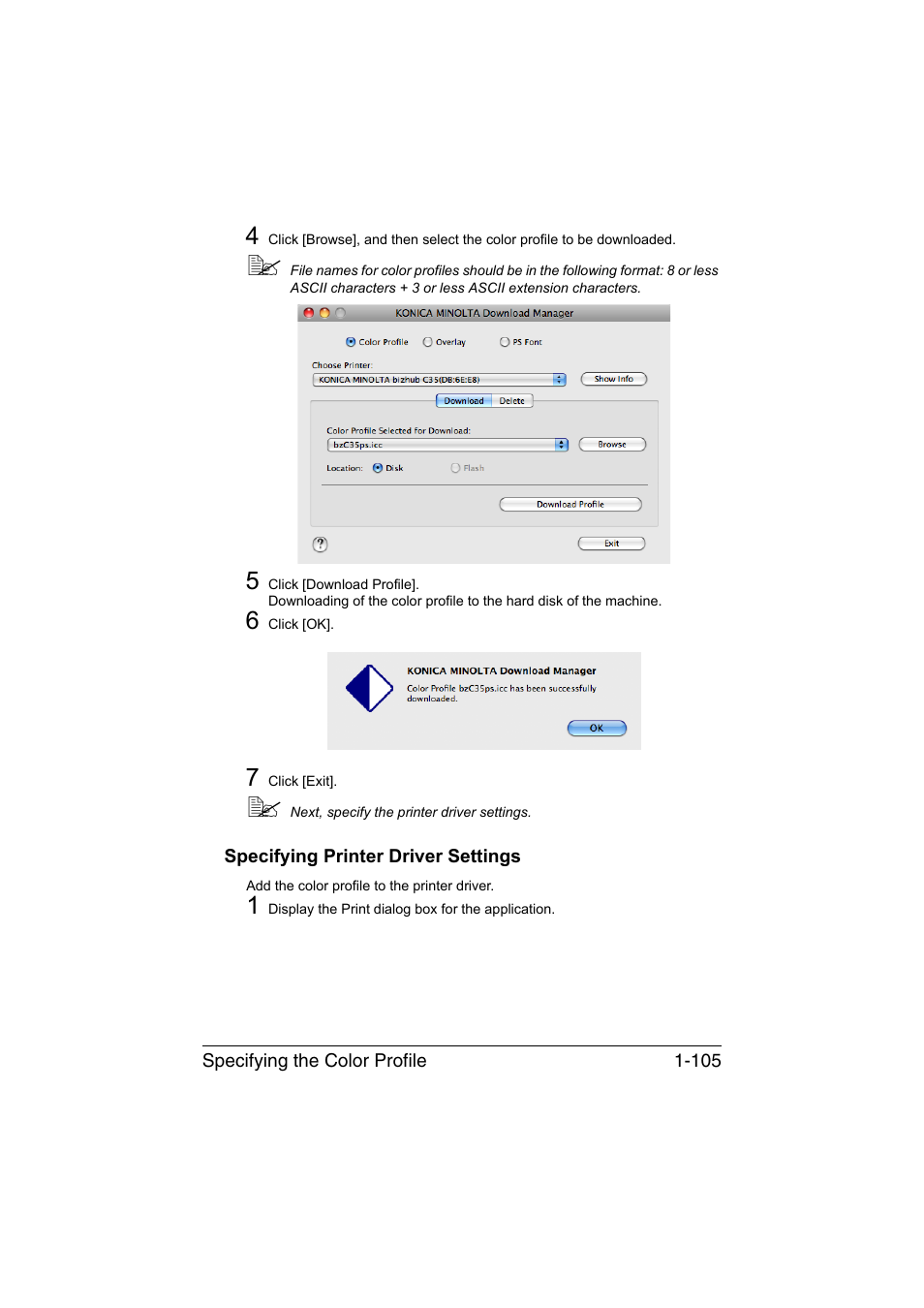 Specifying printer driver settings, Specifying printer driver settings -105 | Konica Minolta bizhub C35 User Manual | Page 132 / 510