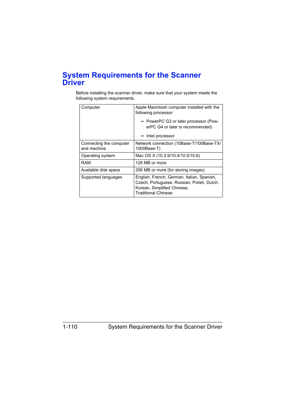 System requirements for the scanner driver, System requirements for the scanner driver -110 | Konica Minolta bizhub C35 User Manual | Page 137 / 510