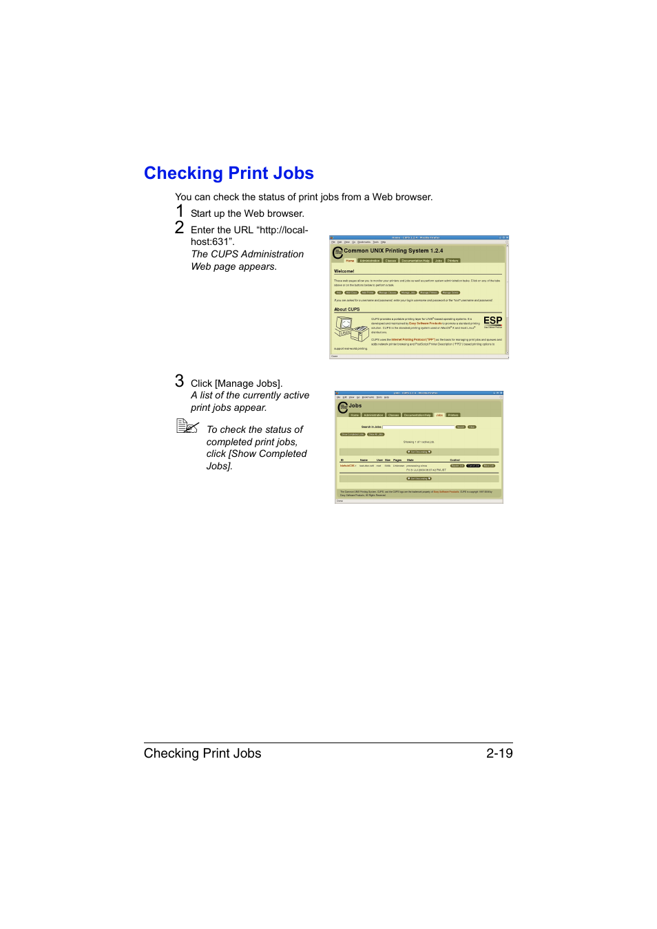 Checking print jobs, Checking print jobs -19 | Konica Minolta bizhub C35 User Manual | Page 166 / 510