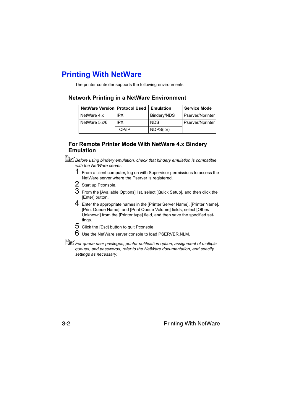 Printing with netware, Network printing in a netware environment, Printing with netware -2 | Konica Minolta bizhub C35 User Manual | Page 169 / 510