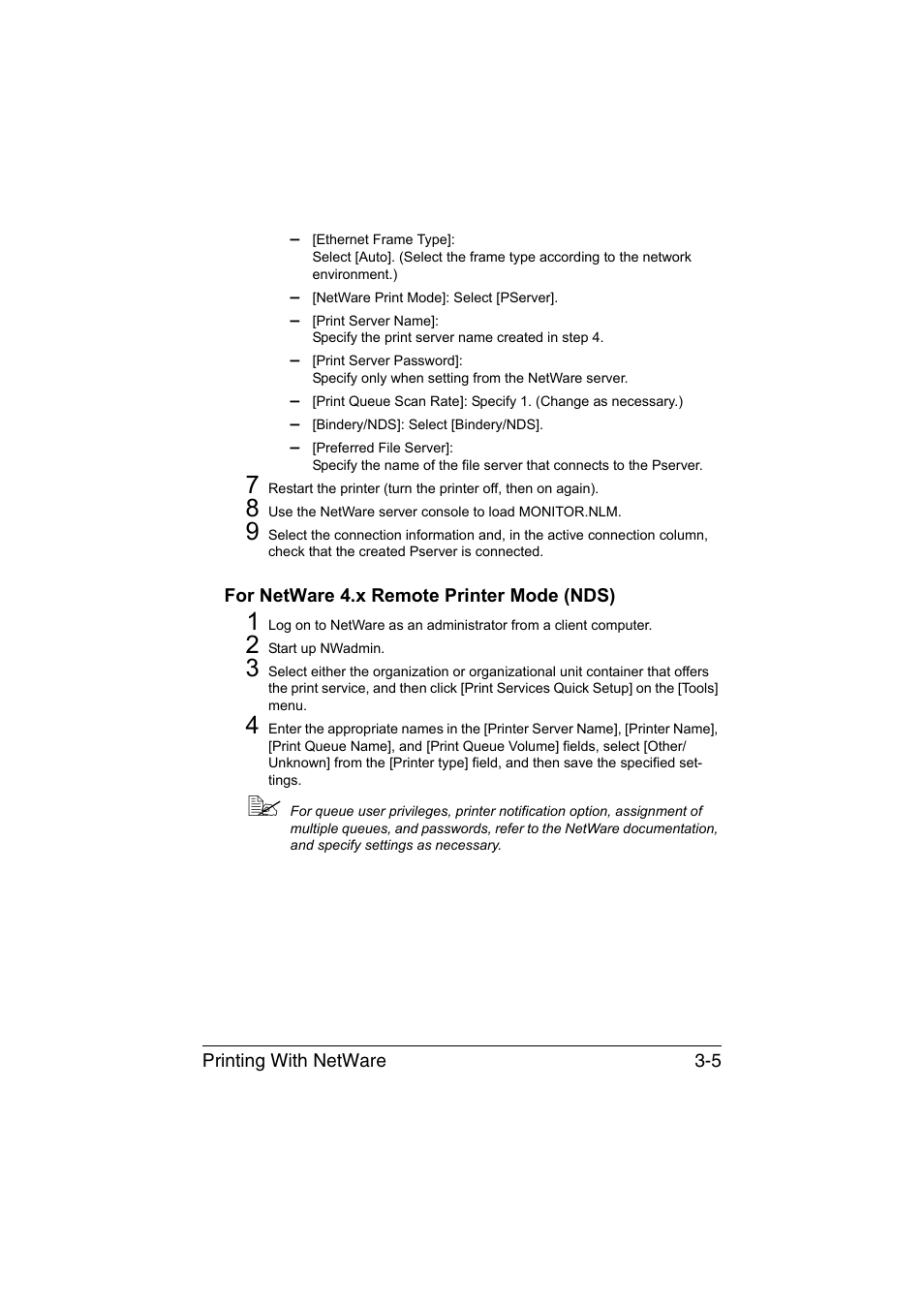 For netware 4.x remote printer mode (nds), For netware 4.x remote printer mode (nds) -5 | Konica Minolta bizhub C35 User Manual | Page 172 / 510