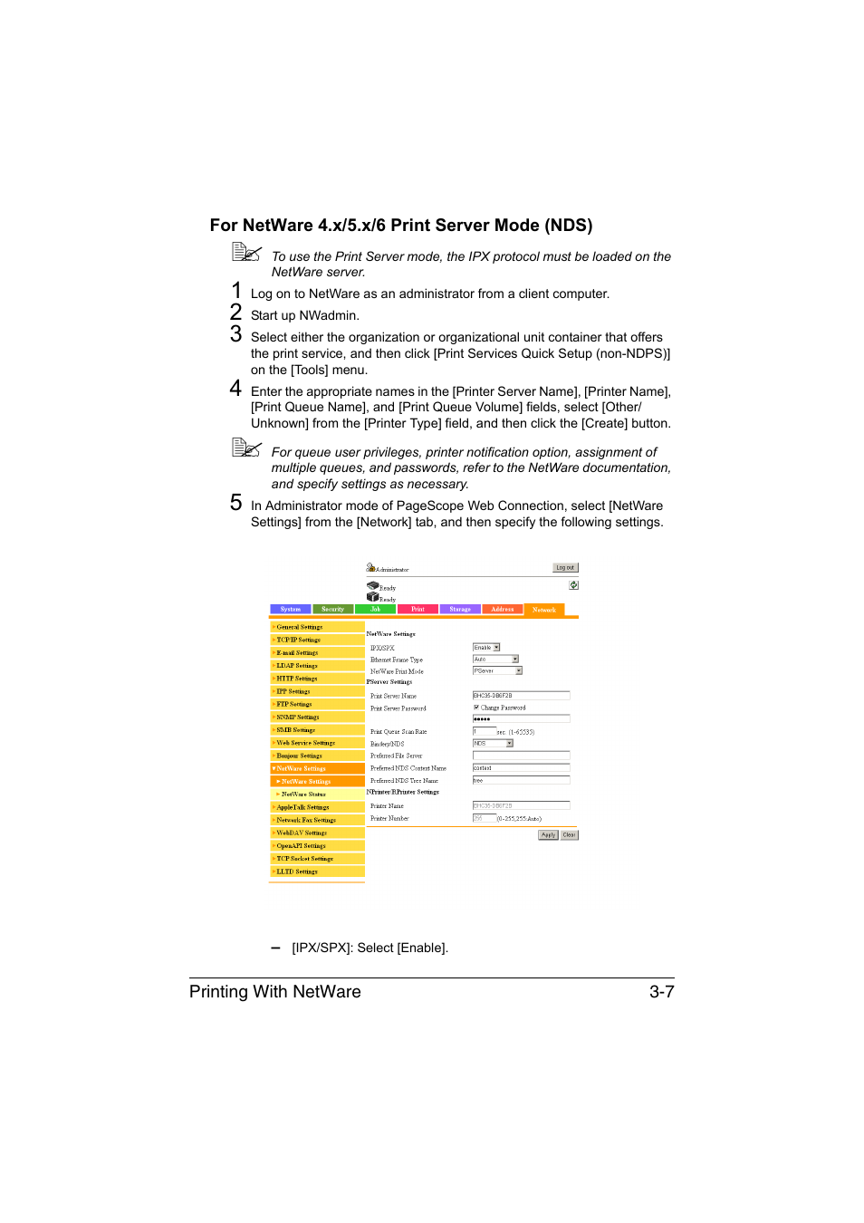 For netware 4.x/5.x/6 print server mode (nds), For netware 4.x/5.x/6 print server mode (nds) -7 | Konica Minolta bizhub C35 User Manual | Page 174 / 510