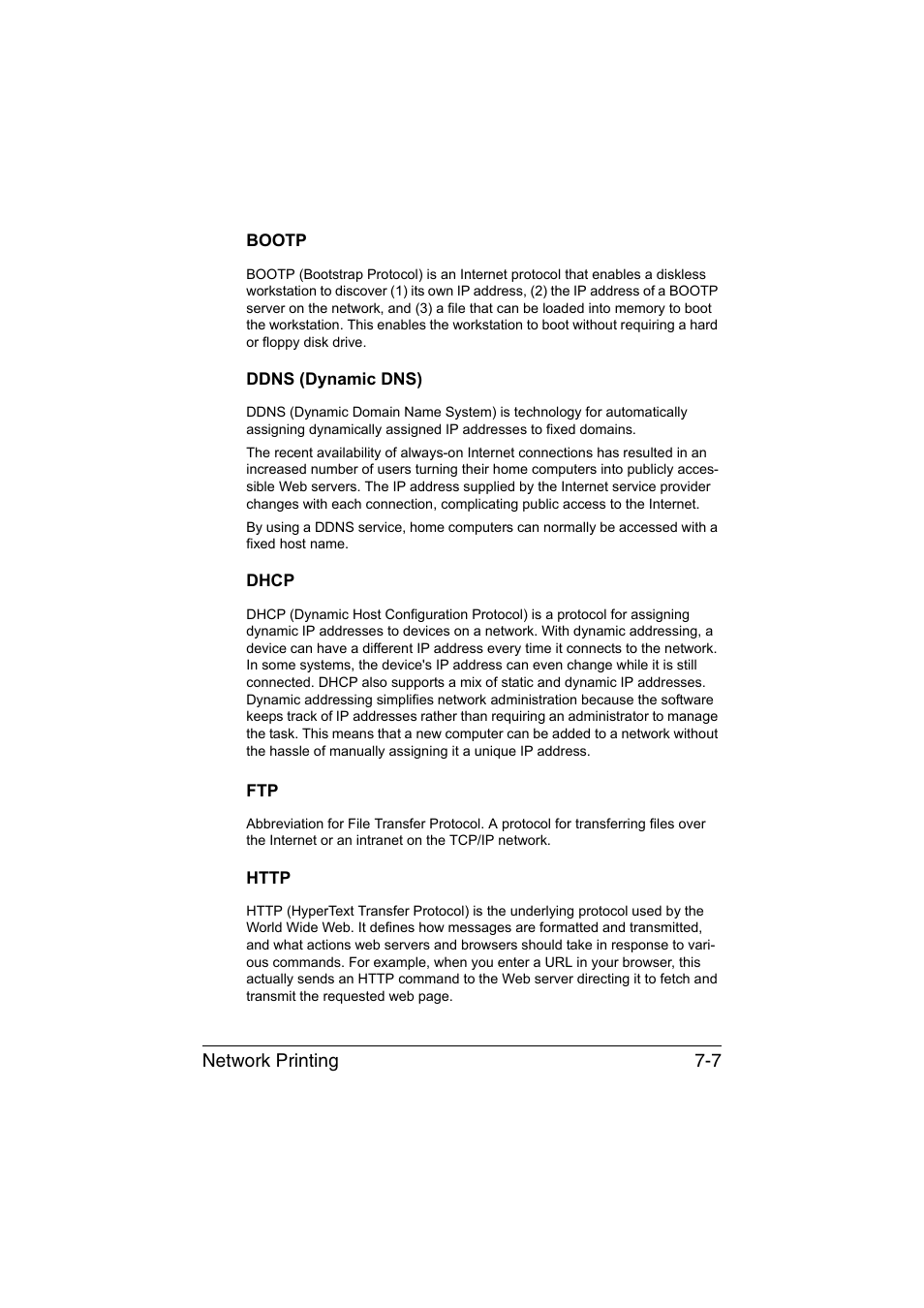 Bootp, Ddns (dynamic dns), Dhcp | Http | Konica Minolta bizhub C35 User Manual | Page 234 / 510