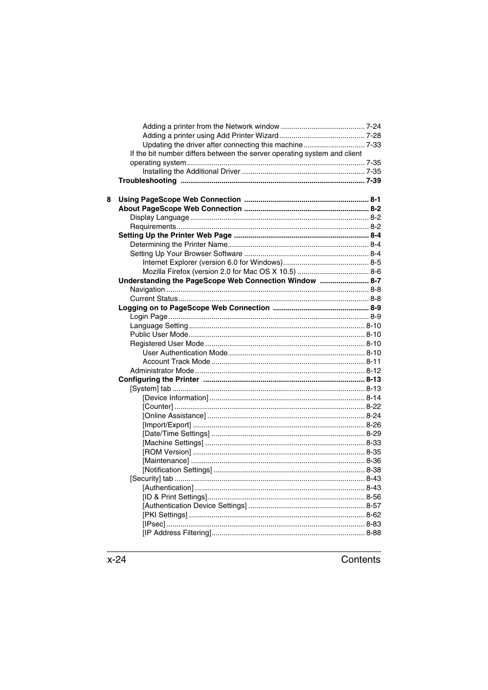 Contents x-24 | Konica Minolta bizhub C35 User Manual | Page 25 / 510