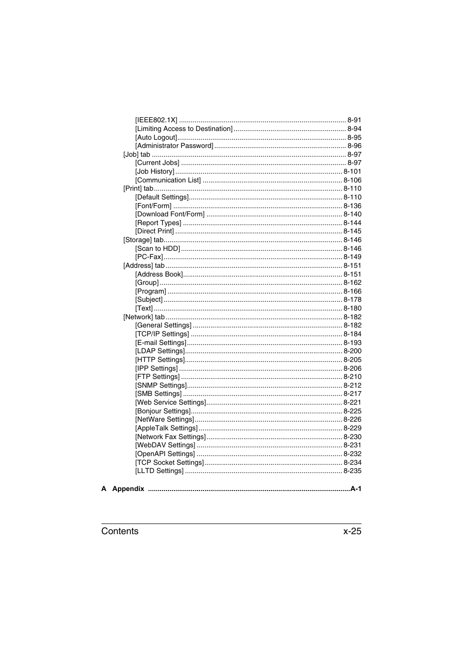 Contents x-25 | Konica Minolta bizhub C35 User Manual | Page 26 / 510