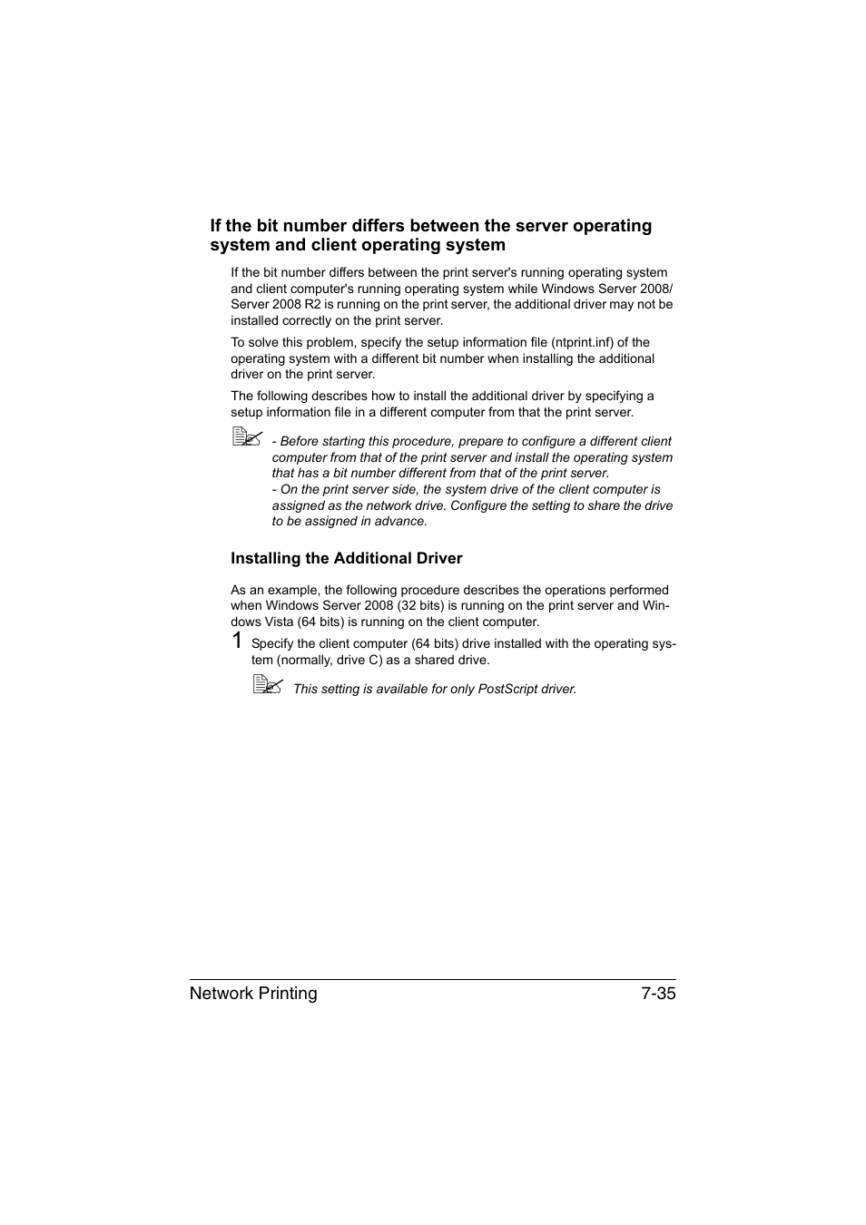 Installing the additional driver, Installing the additional driver -35 | Konica Minolta bizhub C35 User Manual | Page 262 / 510