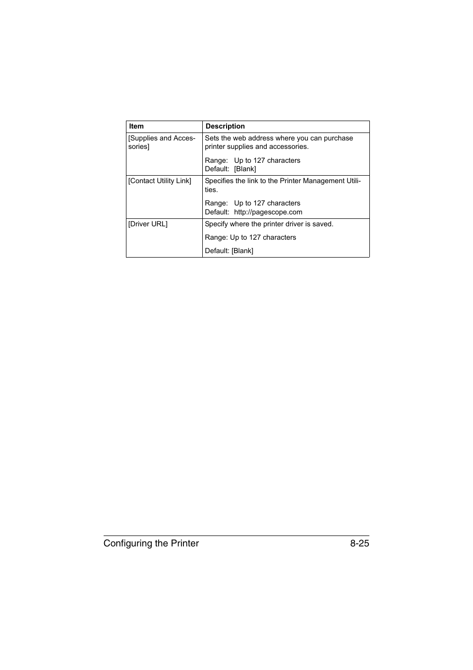 Configuring the printer 8-25 | Konica Minolta bizhub C35 User Manual | Page 292 / 510