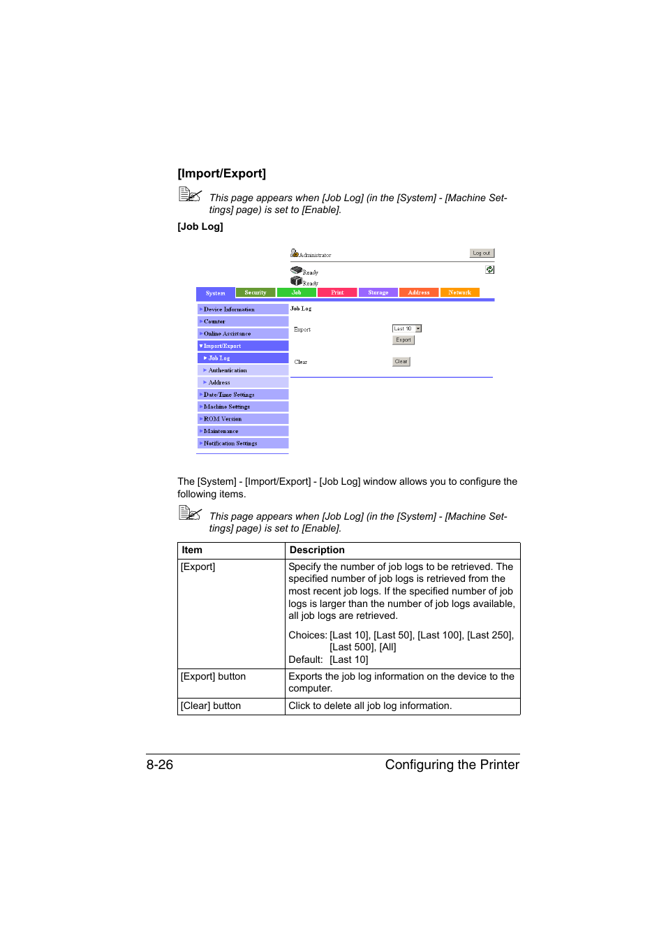 Import/export, Import/export] -26 | Konica Minolta bizhub C35 User Manual | Page 293 / 510